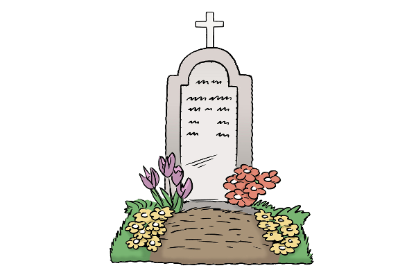 Friedhof (Quelle: Lebenshilfe für Menschen mit geistiger Behinderung Bremen e.V., Illustrator Stefan Albers, Atelier Fleetinsel, 2013)