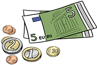 Geld, wenig (Lebenshilfe für Menschen mit geistiger Behinderung Bremen e.V., Illustrator Stefan Albers, Atelier Fleetinsel, 2013)  Geld, wenig (Lebenshilfe für Menschen mit geistiger Behinderung Bremen e.V., Illustrator Stefan Albers, Atelier Fleetinsel, 2013)
