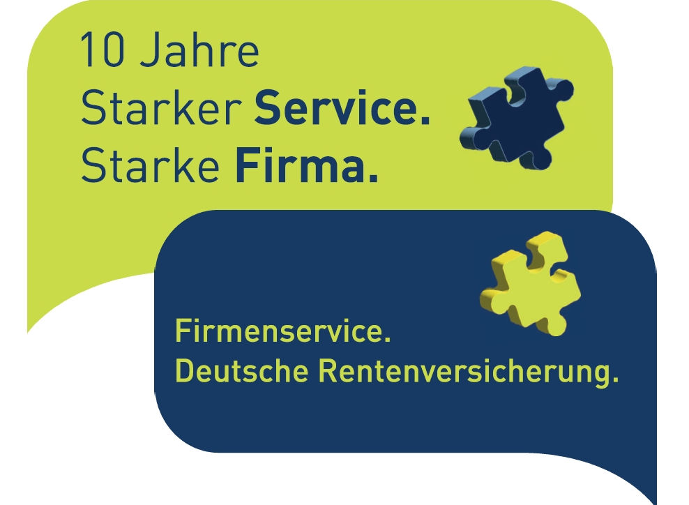 Logo: 10 Jahre Firmenservice der Deutschen Rentenversicherung Logo: 10 Jahre Firmenservice der Deutschen Rentenversicherung
