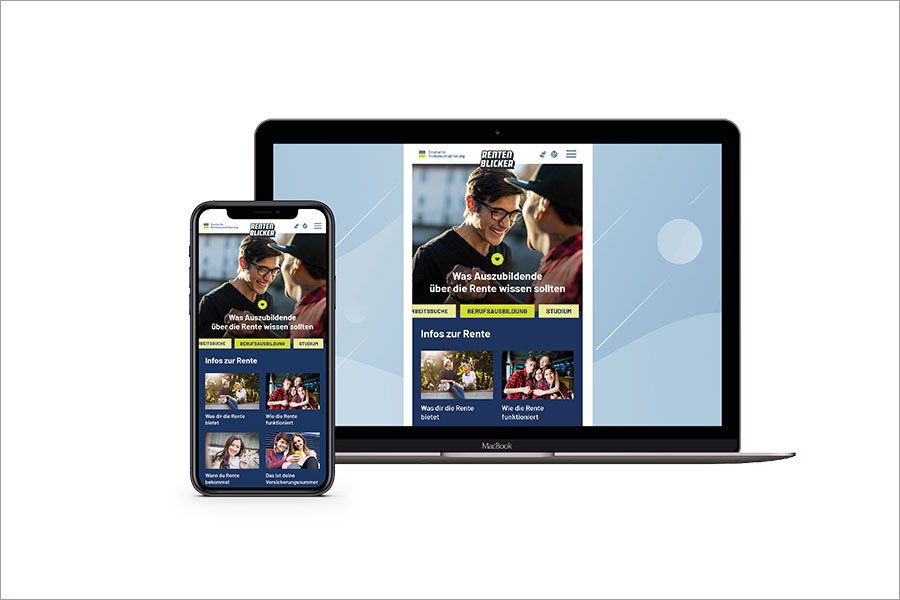 Rentenblicker: Blick auf die Jugendbildungsinitiative auf den Geräten Smartphone und Laptop Rentenblicker: Blick auf die Jugendbildungsinitiative auf den Geräten Smartphone und Laptop