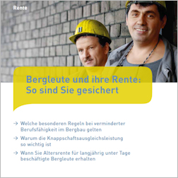 Titelbild "Bergleute und ihre Rente: So sind Sie gesichert" Titelbild "Bergleute und ihre Rente: So sind Sie gesichert"