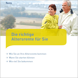 Titelbild der Broschüre  Die richtige Altersrente für Sie Titelbild der Broschüre  Die richtige Altersrente für Sie