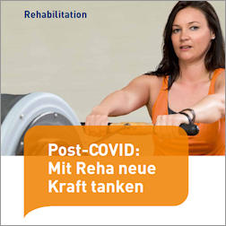 Titelseite der Broschüre "Post-COVID: Mit Reha neue Kraft tanken"