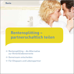 Titelbild der Broschüre Rentensplitting - Partnerschaftlich teilen Titelbild der Broschüre Rentensplitting - Partnerschaftlich teilen