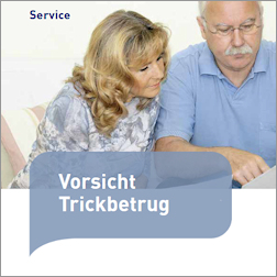 Titelbild der Broschüre "Vorsicht Trickbetrug"