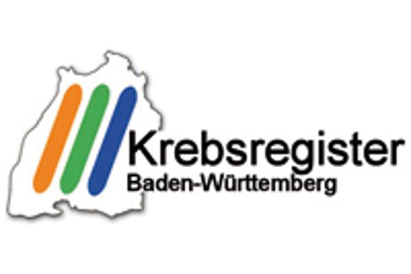 Das Logo zeigt eine Umrisskarte des Landes Baden-Württemberg mit drei farbigen Diagonalstrichen und der Aufschrift Krebsregister Baden-Württemberg Das Logo zeigt eine Umrisskarte des Landes Baden-Württemberg mit drei farbigen Diagonalstrichen und der Aufschrift Krebsregister Baden-Württemberg