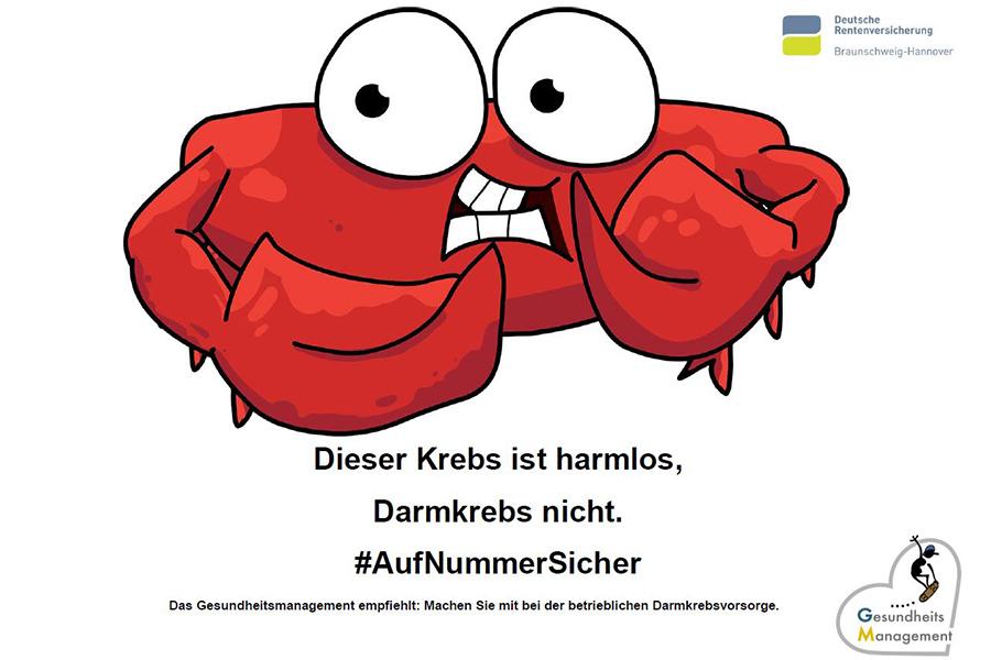 Ein roter Krebs weißt darauf hin, dass Darmkrebs nicht harmlos ist und empfiehlt die Darmkrebsvorsorge. Ein roter Krebs weißt darauf hin, dass Darmkrebs nicht harmlos ist und empfiehlt die Darmkrebsvorsorge.