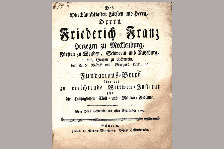 Fundationsbrief Wittwen-Institut (1797) Fundationsbrief Wittwen-Institut (1797)