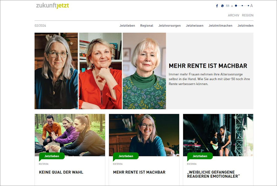 Screenshot der Website Zukunft Jetzt