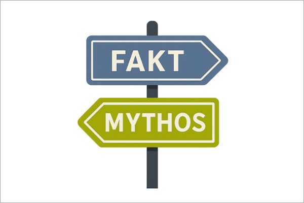 Titelbild zeigt einen Wegepfad mit zwei Richtungen zeigt. Richtung nach rechts gelangt man zu den Fakten, nach links zu den Mythen. Titelbild zeigt einen Wegepfad mit zwei Richtungen zeigt. Richtung nach rechts gelangt man zu den Fakten, nach links zu den Mythen.