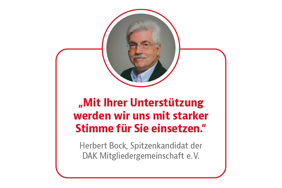 Herbert Bock, Spitzenkandidat der DAK Mitgliedergemeinschaft e. V.