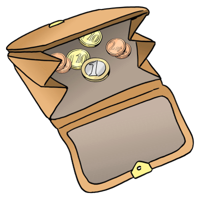 offener Geldbeutel mit einigen Münzen offener Geldbeutel mit einigen Münzen