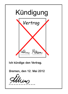 ein Kündigungs-Schreiben mit durchgestrichenem Vertrag (© Lebenshilfe für Menschen mit geistiger Behinderung Bremen e.V., Illustrator Stefan Albers) ein Kündigungs-Schreiben mit durchgestrichenem Vertrag (© Lebenshilfe für Menschen mit geistiger Behinderung Bremen e.V., Illustrator Stefan Albers)