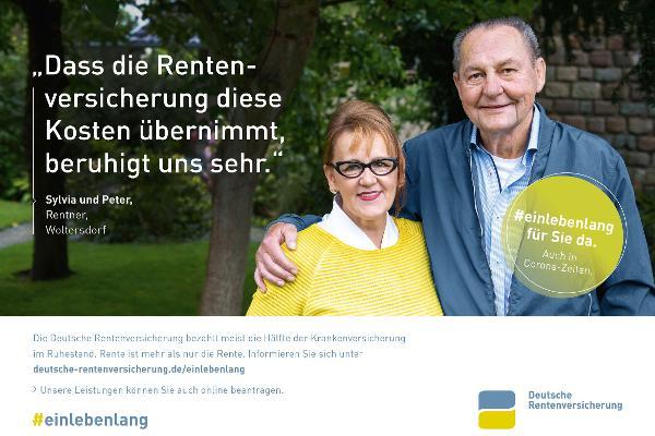 Sylvia und Peter, Rentner - Plakat der ella-Kampagne Sylvia und Peter, Rentner - Plakat der ella-Kampagne