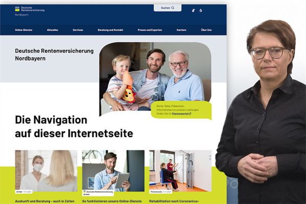 Gebärdensprachenfilm zur Navigation auf der Internetseite der Deutschen Rentenversicherung Nordbayern