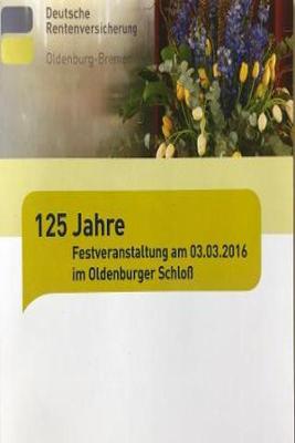 Titelblatt der Broschüre zur Festveranstaltung am 3. März 2016 mit blauen und gelben Blumen