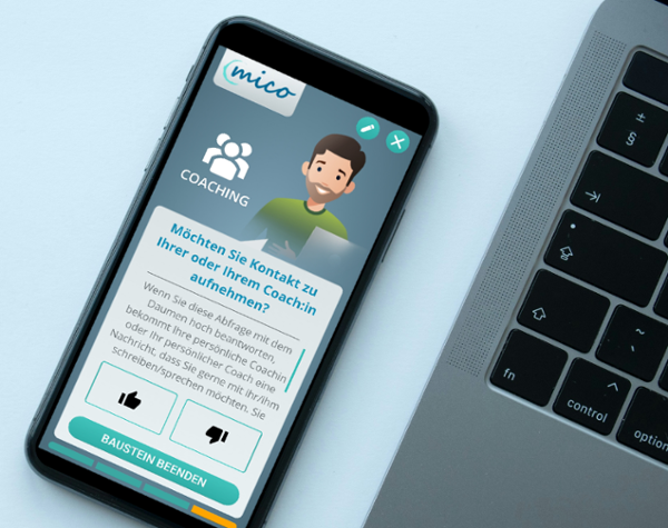 Handy auf dem die Plattform Mico geöffnet ist Handy auf dem die Plattform Mico geöffnet ist