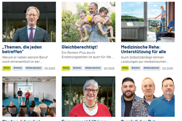 Titelbild der Ausgabe 3/2025 der Kundenzeitschrift der Deutschen Rentenversicherung "Zukunft Jetzt" Titelbild der Ausgabe 3/2025 der Kundenzeitschrift der Deutschen Rentenversicherung "Zukunft Jetzt"