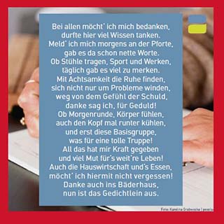 Gedicht eines Patienten der Mittelrhein-Klinik Bad Salzig Gedicht eines Patienten der Mittelrhein-Klinik Bad Salzig